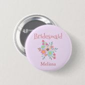 Lovely Floral Bouquet Bridesmaid Ronde Button 5,7 Cm (Voorkant /achterkant)