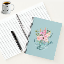 Lovely floral gift script monogrammed Blue Notitieboek