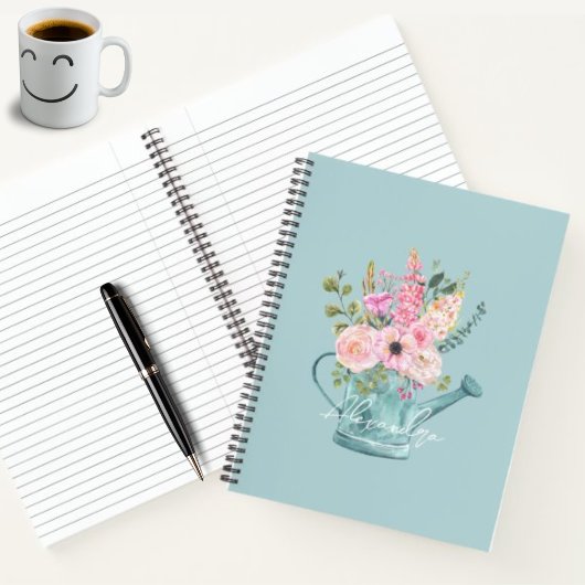 Lovely floral gift script monogrammed Blue Notitieboek
