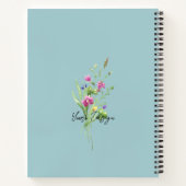 Lovely floral gift script monogrammed Blue Notitieboek (Achterkant)