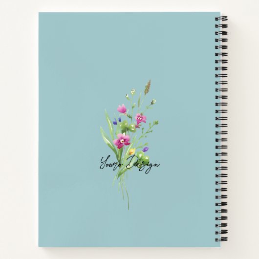 Lovely floral gift script monogrammed Blue Notitieboek (Achterkant)