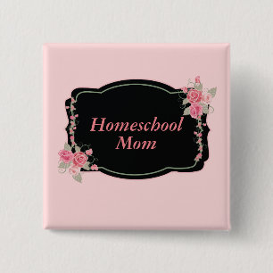 Lovely Floral Homeschool mama Vierkante Button 5,1 Cm