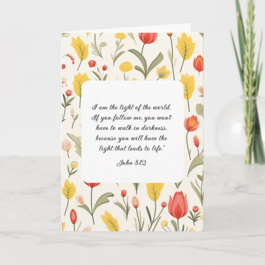 Lovely Floral John 8:12 Greeting Card Kaart (Voorkant)