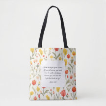 Lovely Floral John 8:12 Tote Bag
