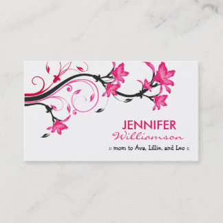 Lovely Floral mammie Calling Card : Wit / roze Contactkaartje