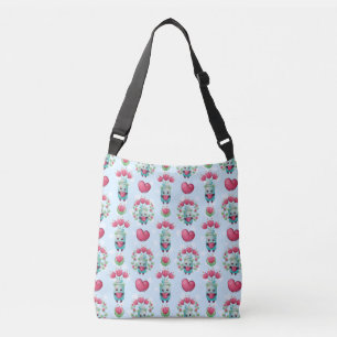 Lovely Floral Mason Jar Hearts Pattern Crossbody Tas