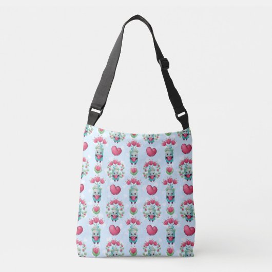 Lovely Floral Mason Jar Hearts Pattern Crossbody Tas (Voorkant)