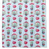 Lovely Floral Mason Jar Hearts Pattern Douchegordijn (Voorkant)