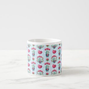 Lovely Floral Mason Jar Hearts Pattern Espresso Kop