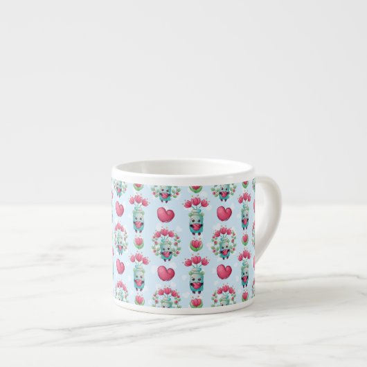 Lovely Floral Mason Jar Hearts Pattern Espresso Kop (Voorkant rechts)