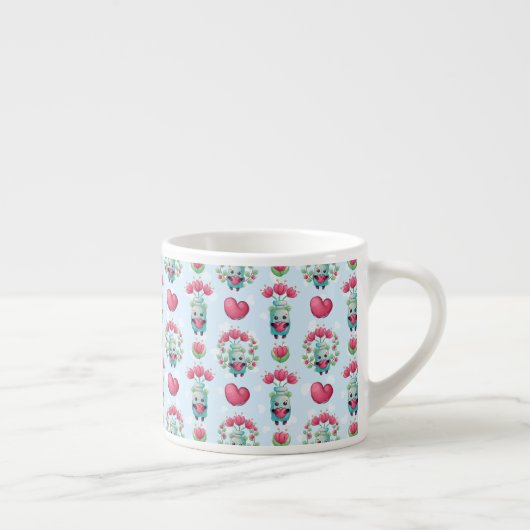 Lovely Floral Mason Jar Hearts Pattern Espresso Kop (Rechts)