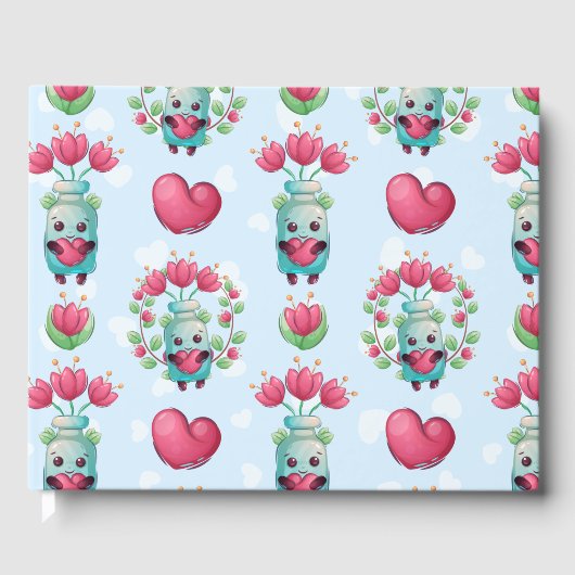 Lovely Floral Mason Jar Hearts Pattern Gastenboek (Voorkant)