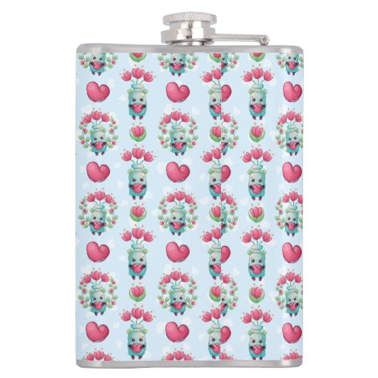 Lovely Floral Mason Jar Hearts Pattern Heupfles (Achterkant)