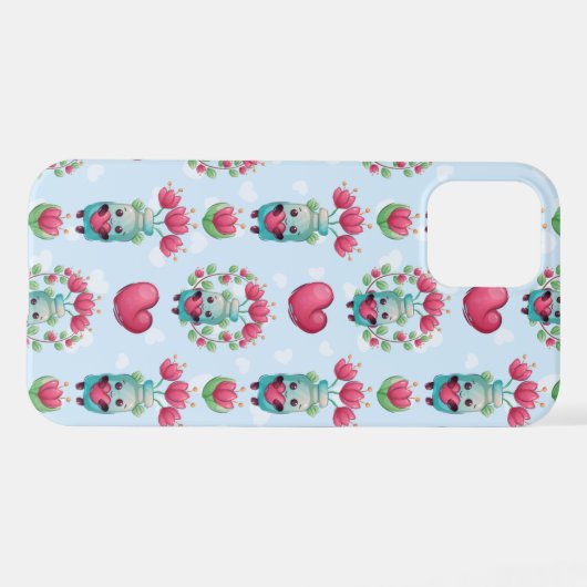 Lovely Floral Mason Jar Hearts Pattern iPhone Hoesje (Achterkant horizontaal)