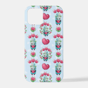 Lovely Floral Mason Jar Hearts Pattern iPhone 12 Pro Hoesje