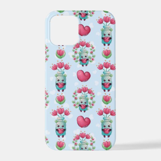 Lovely Floral Mason Jar Hearts Pattern iPhone Hoesje (Achterkant)