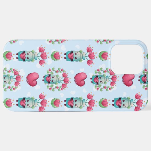 Lovely Floral Mason Jar Hearts Pattern iPhone Hoesje (Achterkant horizontaal)