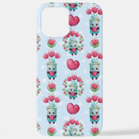 Lovely Floral Mason Jar Hearts Pattern iPhone Hoesje (Achterkant)