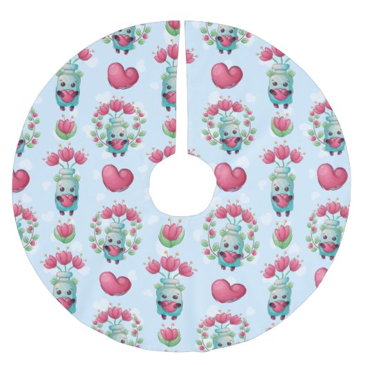 Lovely Floral Mason Jar Hearts Pattern Kerstboom Rok (Voorkant)