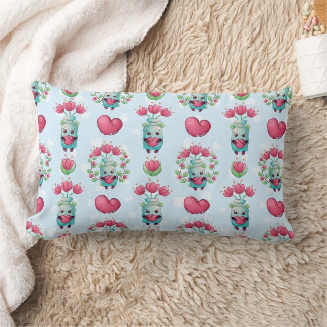 Lovely Floral Mason Jar Hearts Pattern Kussen (Deken)