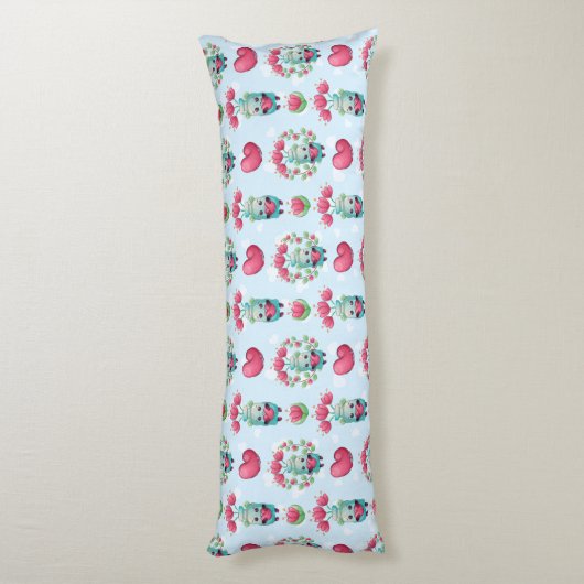 Lovely Floral Mason Jar Hearts Pattern Lichaamskussen (Achterkant (Verticaal))