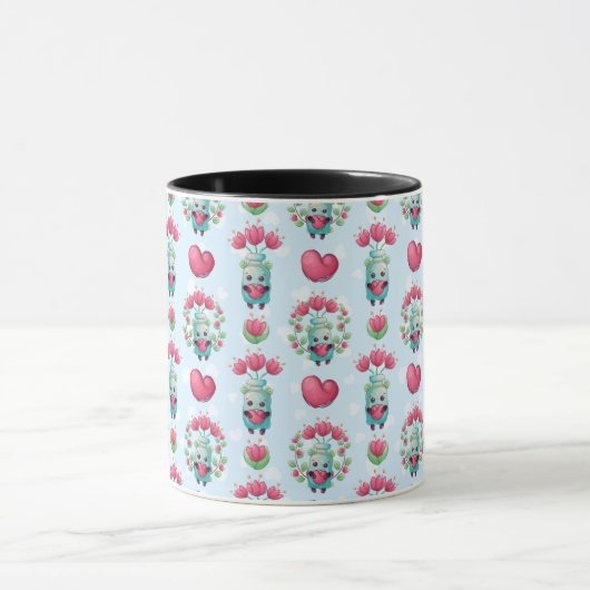 Lovely Floral Mason Jar Hearts Pattern Mok (Midden)