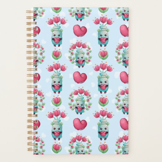 Lovely Floral Mason Jar Hearts Pattern Planner (Voorkant)