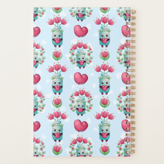 Lovely Floral Mason Jar Hearts Pattern Planner (Achterkant)