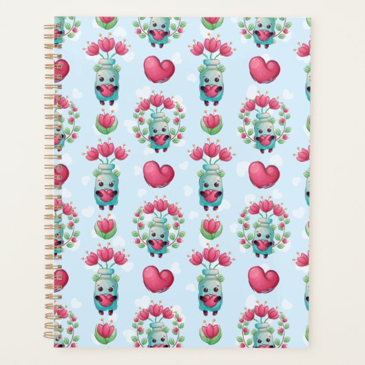 Lovely Floral Mason Jar Hearts Pattern Planner (Voorkant)