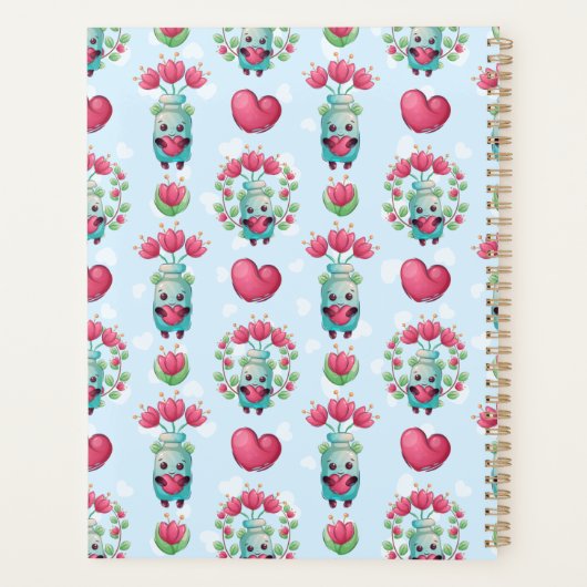 Lovely Floral Mason Jar Hearts Pattern Planner (Achterkant)