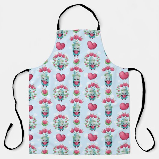 Lovely Floral Mason Jar Hearts Pattern Schort (Voorkant)