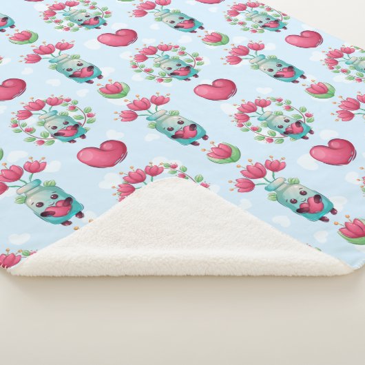 Lovely Floral Mason Jar Hearts Pattern Sherpa Deken (3/4)