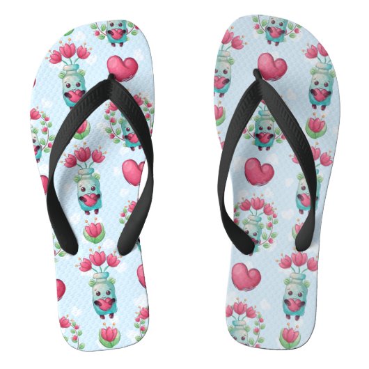 Lovely Floral Mason Jar Hearts Pattern Teenslippers (Voetbed)