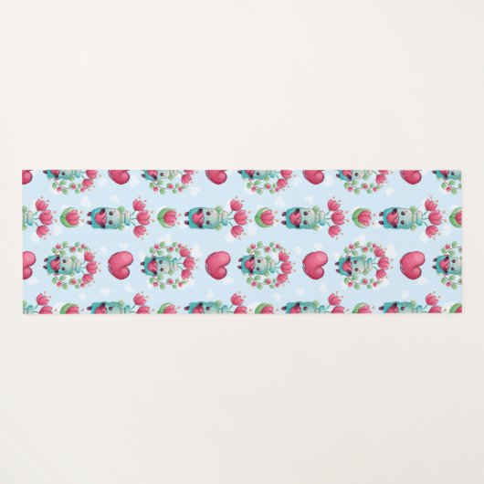 Lovely Floral Mason Jar Hearts Pattern Yogamat (Achterkant (horizontaal))