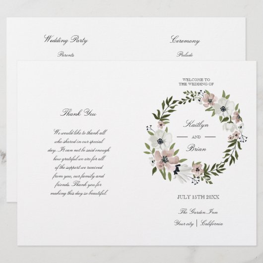 Lovely Floral - trouwprogramma (Voorkant / Achterkant)