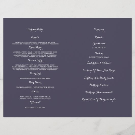 Lovely Floral - trouwprogramma - paars (Achterkant)