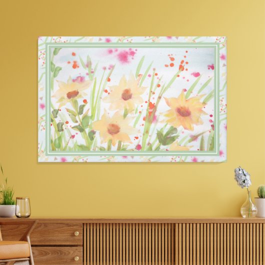 Lovely Floral Waterverf Canvas Afdruk (Insitu (Woonkamer))