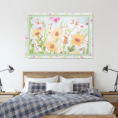 Lovely Floral Waterverf Canvas Afdruk (Insitu (Slaapkamer))