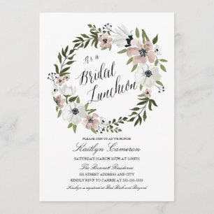 Lovely Floral Wreath - Bridal Luncheon Kaart