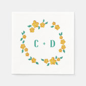 Lovely Floral Wreath Monogram Servet (Voorkant)