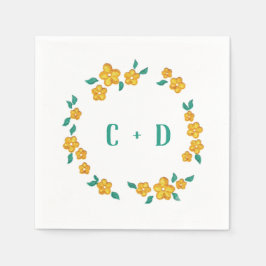 Lovely Floral Wreath Monogram Servet