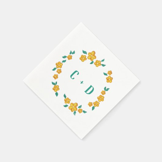 Lovely Floral Wreath Monogram Servet (Hoek)