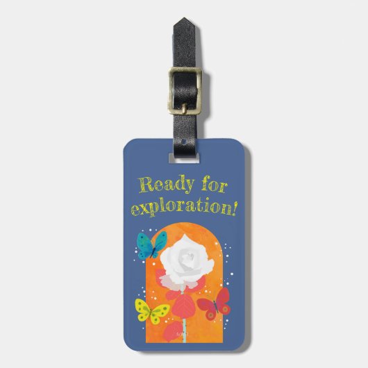 lovely flower tag -white rose- bagagelabel (Voorkant verticaal)