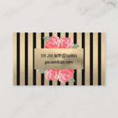 Lovely Flowers Chic Vertical Striped (Golden) Visitekaartje (Achterkant)