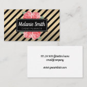 Lovely Flowers Glitter Striped Visitekaartje (Voorkant / Achterkant)