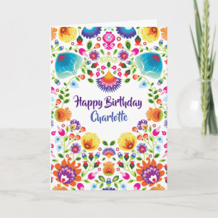 Lovely Folklore Happy Birthday gevouwen Kaart