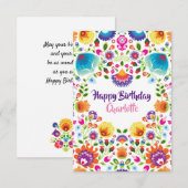 Lovely Folklore Happy Birthday Kaart (Voorkant / Achterkant)