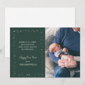 Lovely Forest Green Starry New Year Photo Feestdagenkaart (Voorkant / Achterkant)