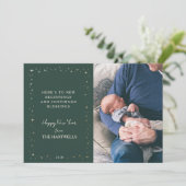 Lovely Forest Green Starry New Year Photo Feestdagenkaart (Staand voorkant)