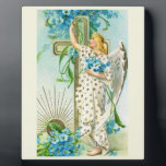 Lovely Forget Me Not Angel  Fotoplaat<br><div class="desc">vintage painting with a beautiful christian angel in a white dress.</div>